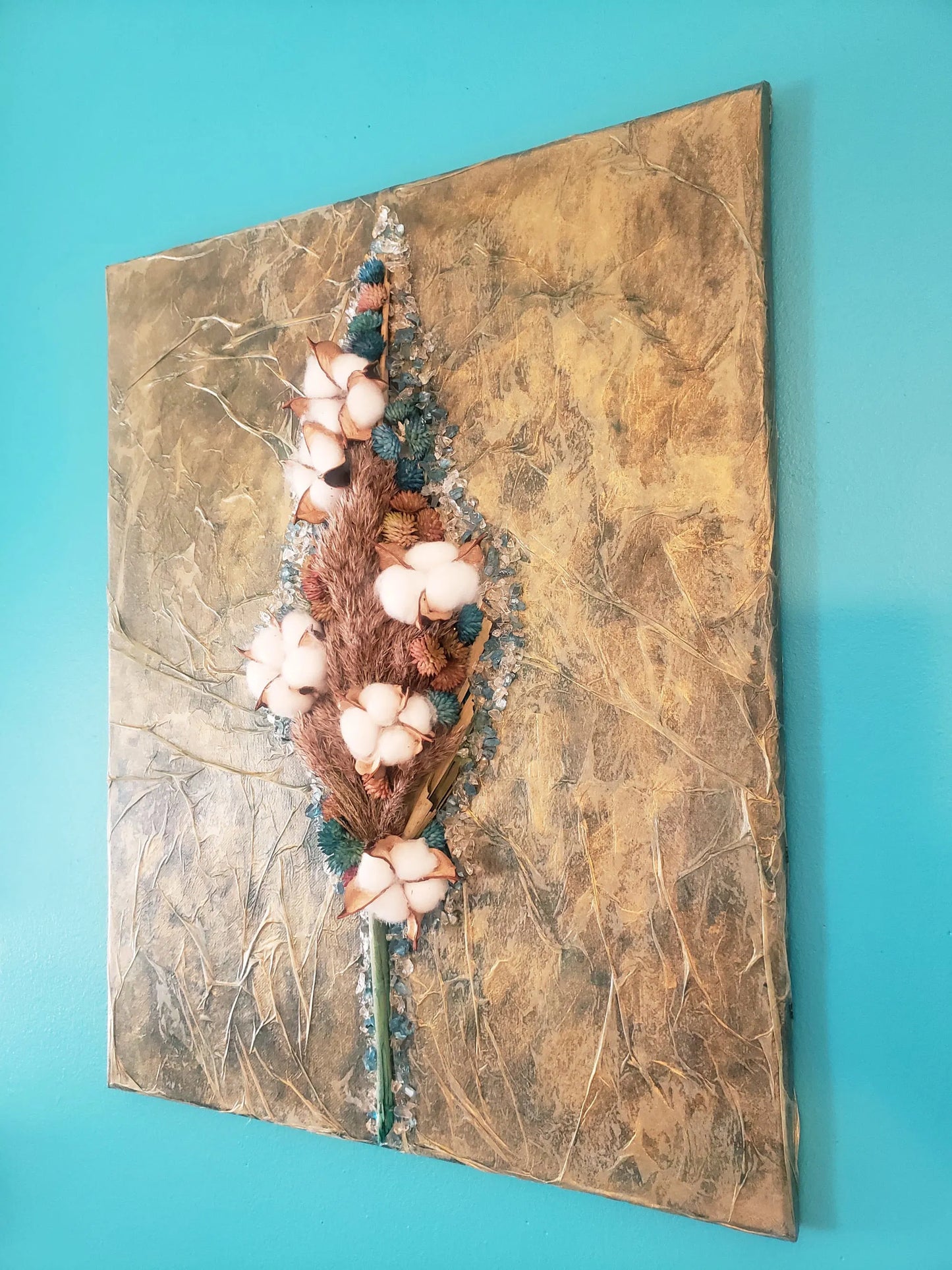 Golden Copper & Cotton Flowers