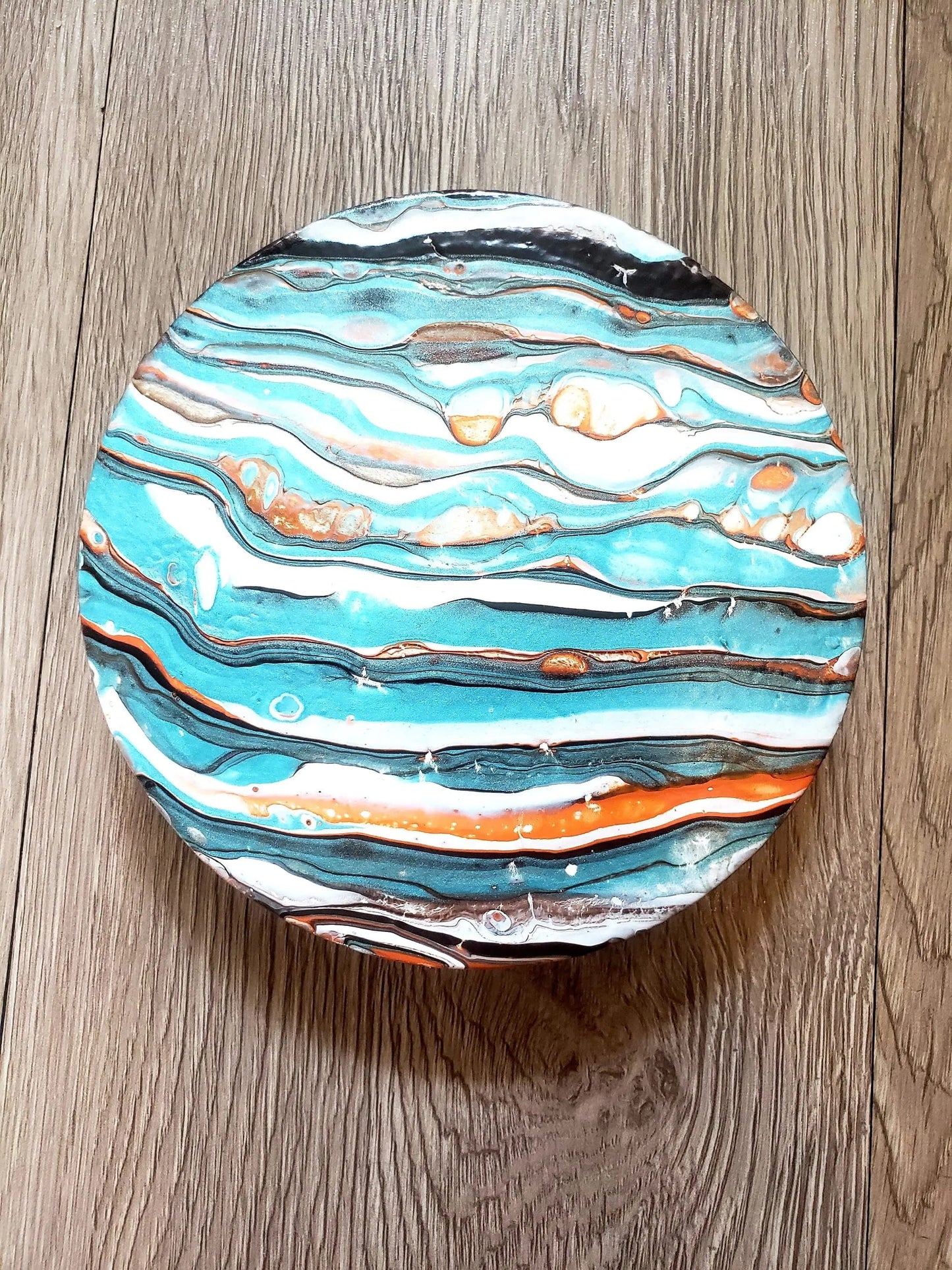 Fluid Art on a Thick Wood Round