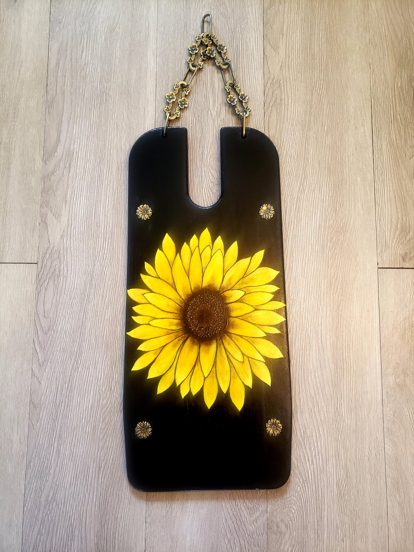Hand Painted Sunflower with Chain