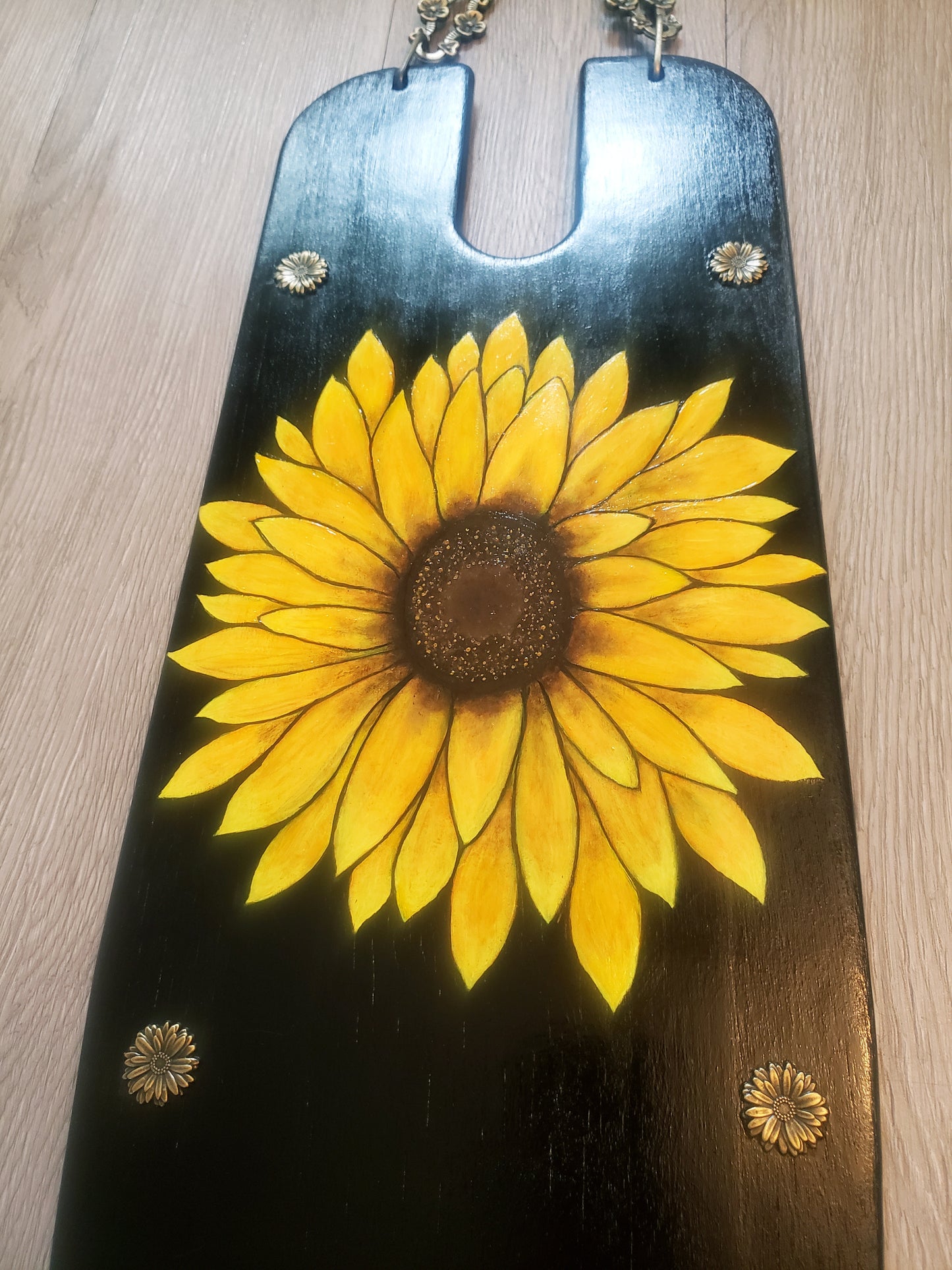 Hand Painted Sunflower with Chain