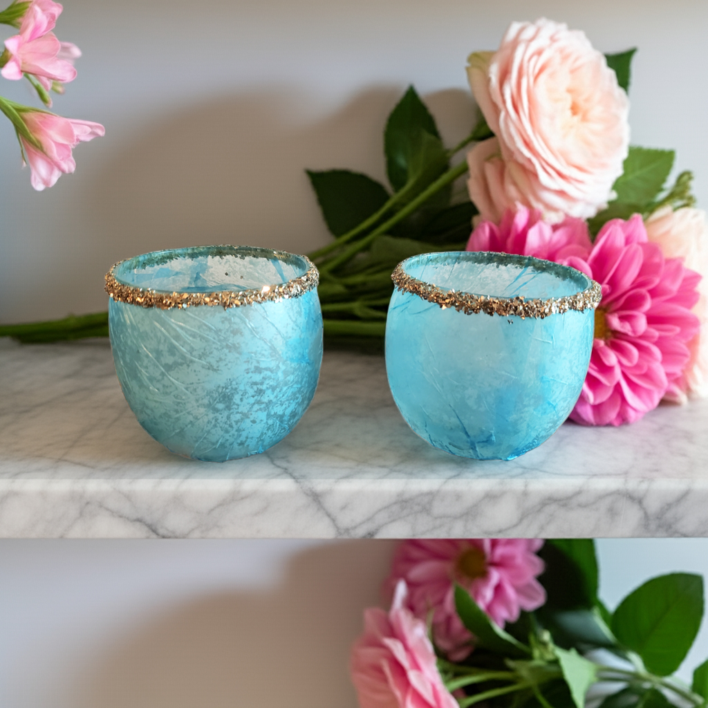 Textured Embellished Glass Cups