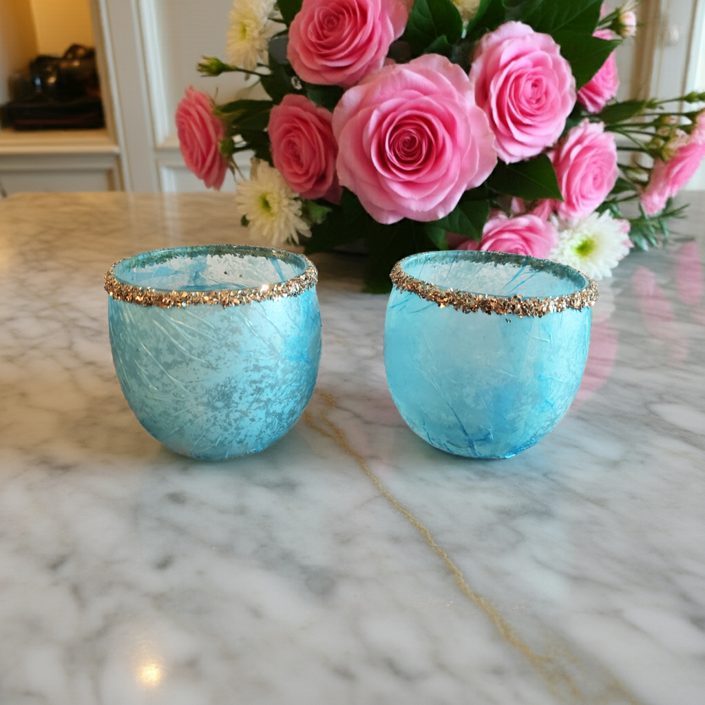 Textured Embellished Glass Cups