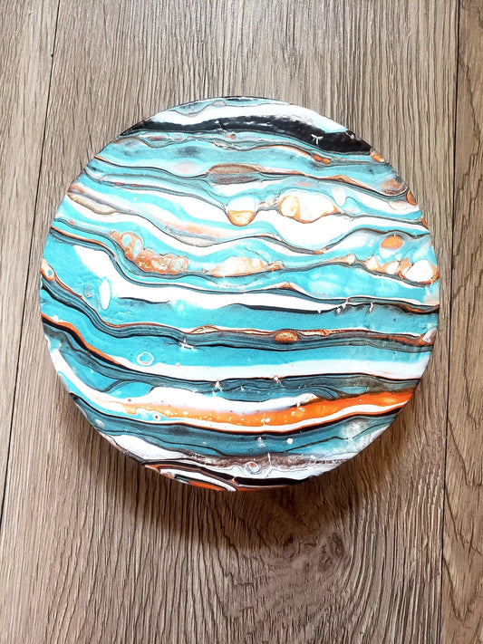 Fluid Art on a Thick Wood Round