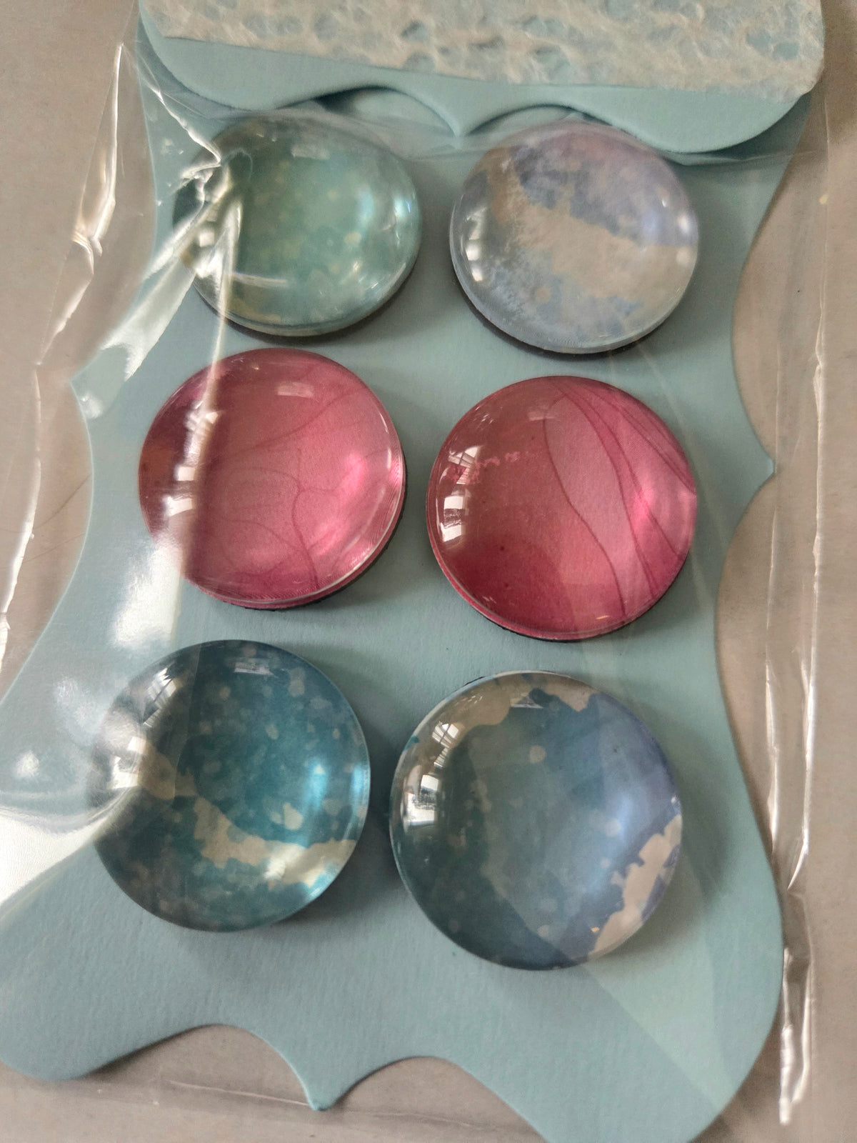Purple & Blue Round Cabochon Magnets (set of 6) 005