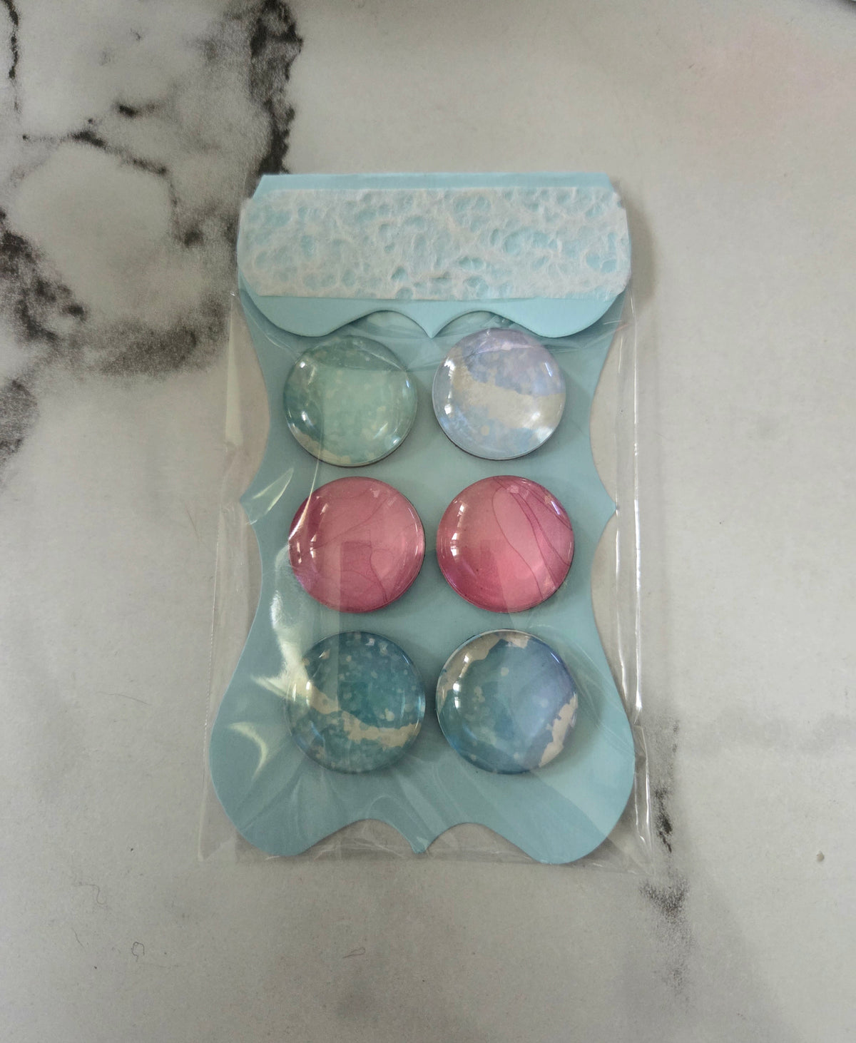Purple & Blue Round Cabochon Magnets (set of 6) 005