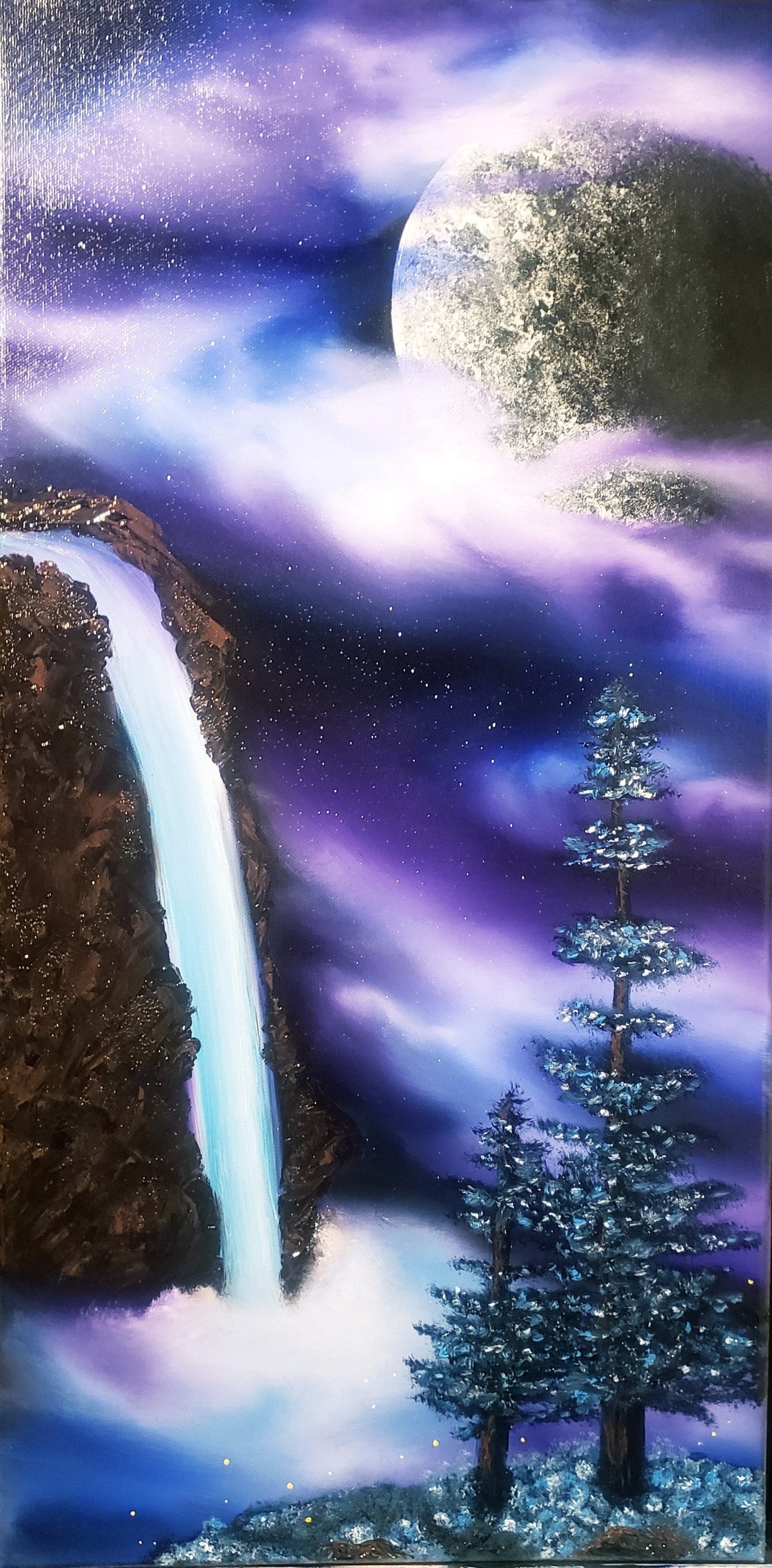 Original Hand-painted Art - Waterfall Oil Painting | Indulgence