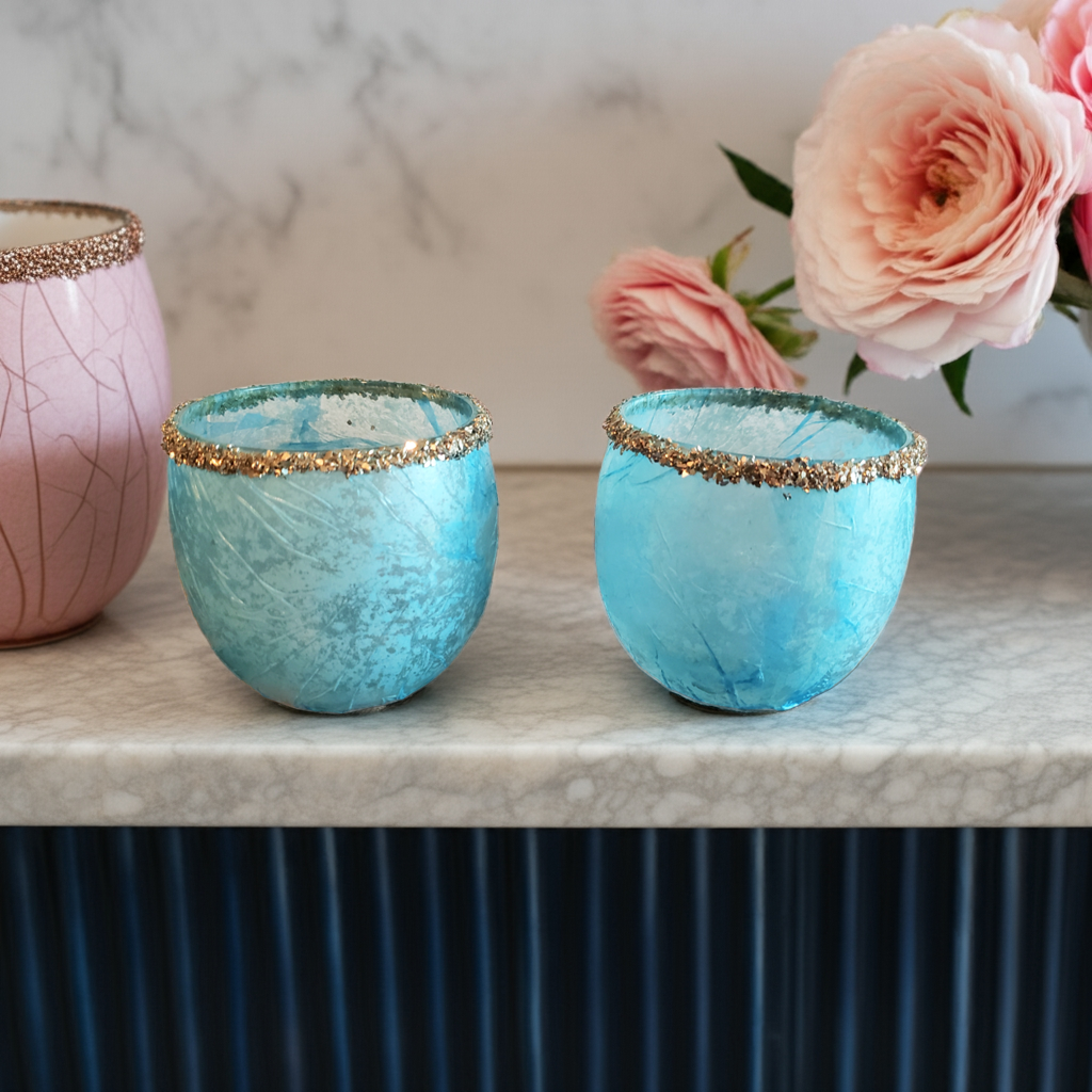 Textured Embellished Glass Cups