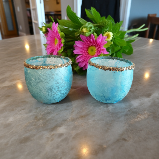 Textured Embellished Glass Cups